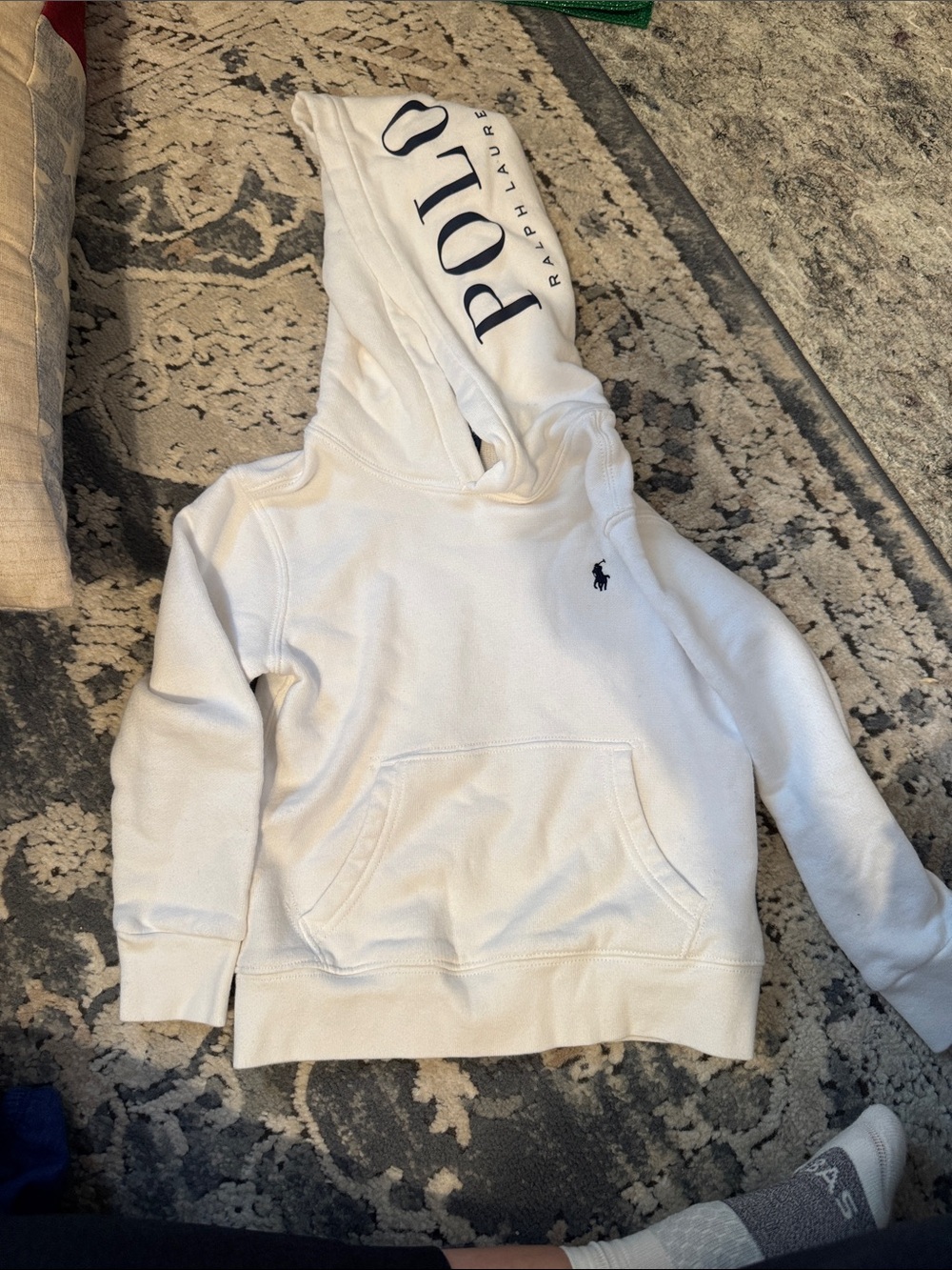 Polo by Ralph Lauren White Kids Hoodie with Navy Logo